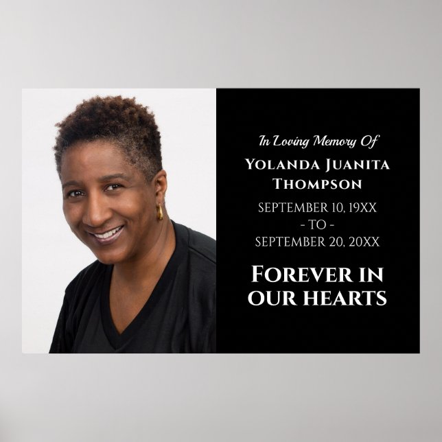 Affiche À jamais dans nos cœurs Coutume funéraire moderne  (Devant)