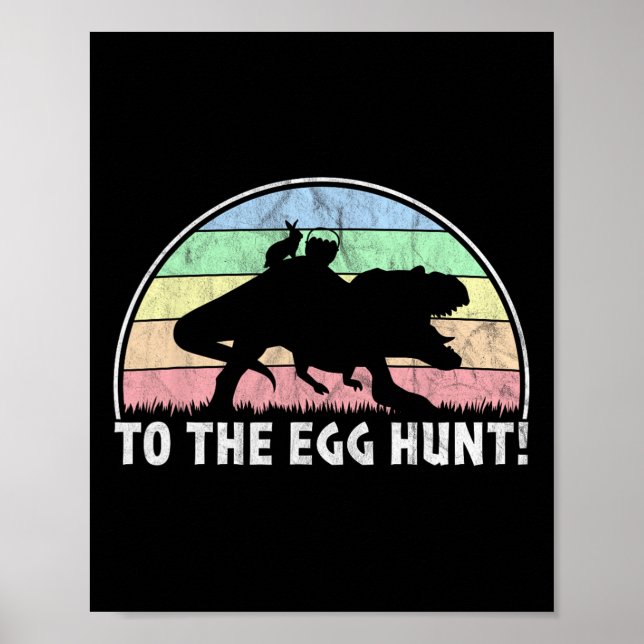 Affiche À La Chasse Aux Oeufs - T-rex Bunny Dinosaure Pâqu (Devant)