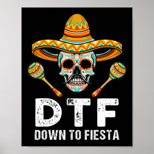 Affiche A La Fête De Fiesta Drôle Mexicain Crâne Drôle Cin