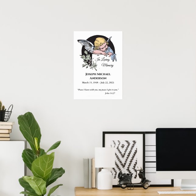 Affiche À la Mémoire de l'Ange – Mémorial avec Nom Personn (Bureau à domicile)