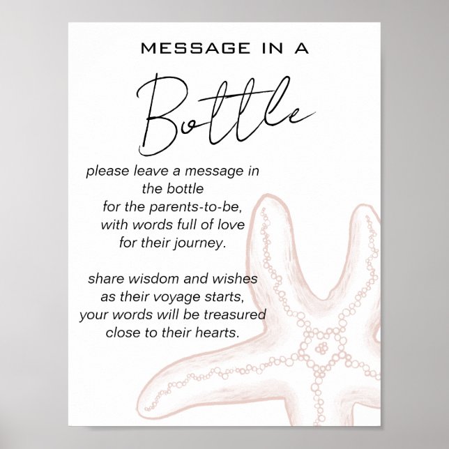 Affiche À la mer bientôt Message de Baby Shower dans une b (Devant)