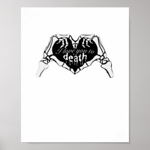Affiche À la mort - Squelette Coeur main