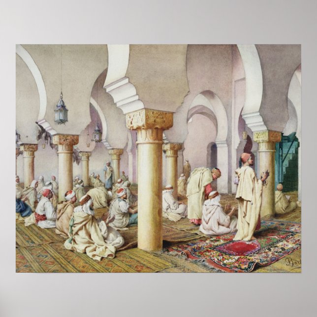 Affiche À la prière dans la mosquée, 1884 (Devant)