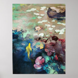 Affiche À la recherche de lumière, Koi mur art, poster, Ko