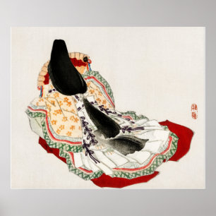 Affiche A lady in a kimono by Kono Bairei