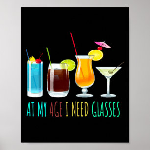 Affiche À l'âge où j'ai besoin de lunettes Humour drôle Sa