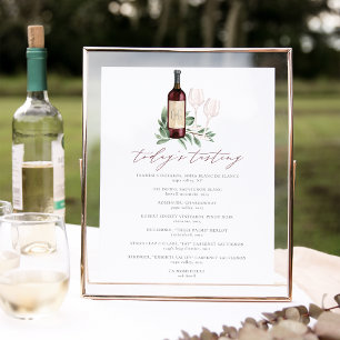 Affiche À l'amour Menu de dégustation de vin
