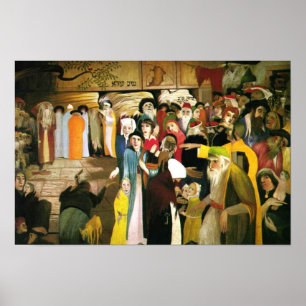 Affiche À l'entrée du Mur des lamentations à Jérusalem