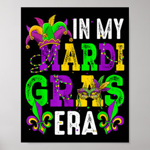Affiche À l'ère du mardi gras perles colorées masque de bo
