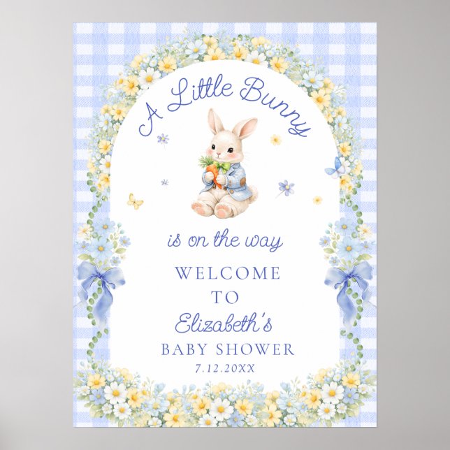 Affiche A Little Bunny Is On The Way Baby Shower Welcome (Devant)