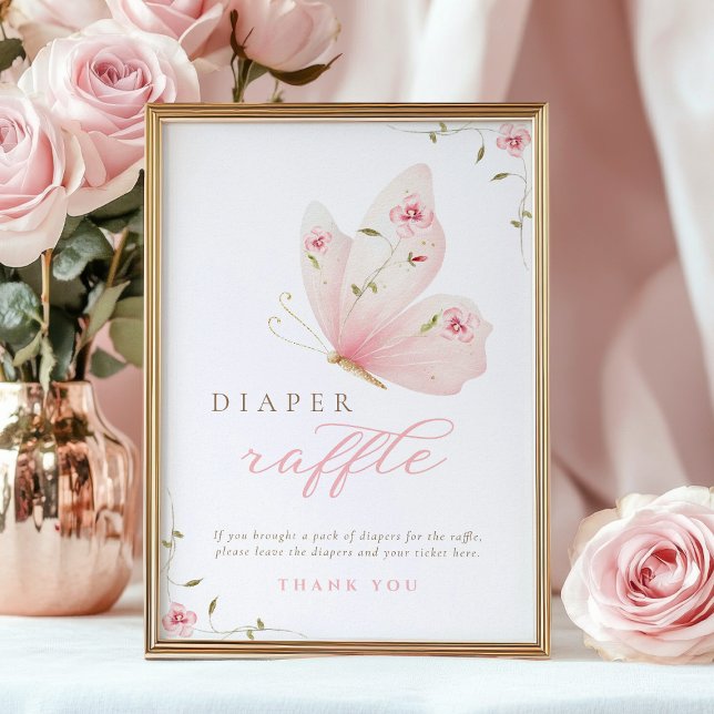 Affiche A Little Butterfly Diaper Raffle Table Sign (Créateur téléchargé)