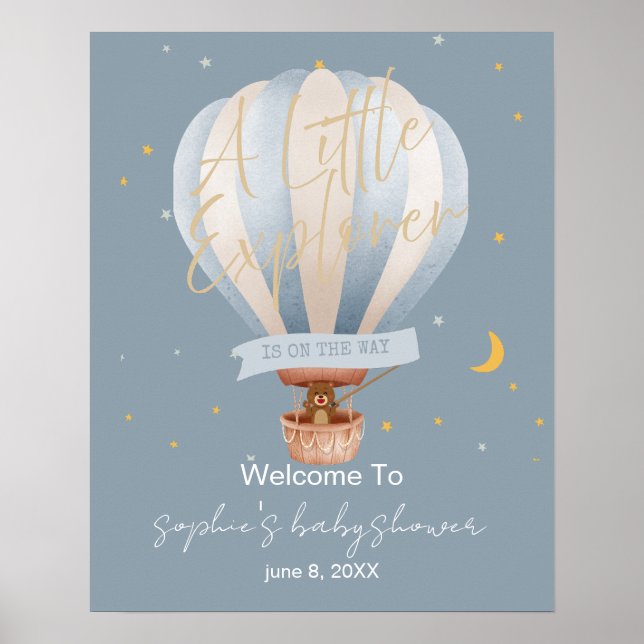 Affiche A Little Explorer Hot Air Balloon Welcome Sign (Devant)