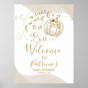 Affiche A Little Pumpkin Baby Shower Welcome Sign