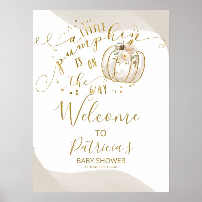 Affiche A Little Pumpkin Baby Shower Welcome Sign (Devant)