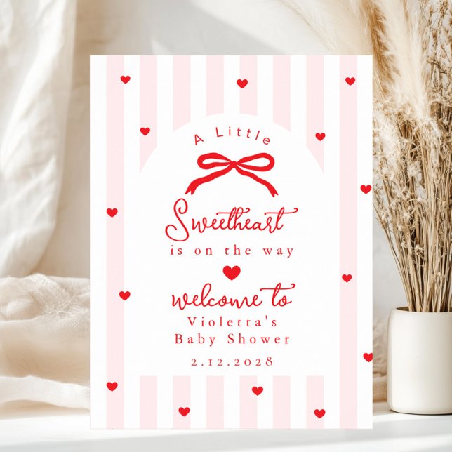 Affiche A Little Sweetheart Baby Shower Bow Welcome (Créateur téléchargé)
