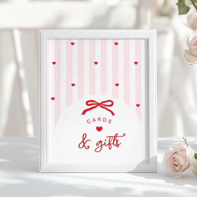 Affiche A Little Sweetheart Cards and gifts Pink Red Bow (Créateur téléchargé)