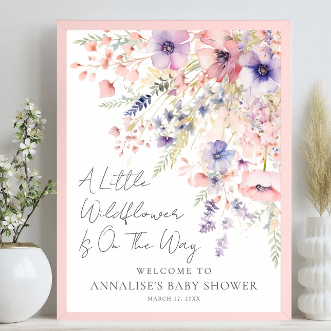 Affiche A Little Wildflower Floral Baby Shower Welcome (A Little Wildflower Floral Baby Shower Welcome Poster)