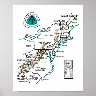 Affiche À Logo Carte de Randonnée du Sentier des Appalache