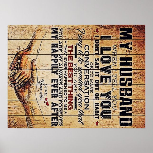 Affiche À Ma Décor De Mari, Citations D'Amour Lettre (Devant)