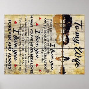 Affiche À ma femme Cadeau   Lettre à mon mari  