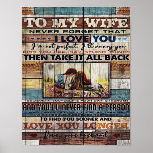 Affiche À Ma Femme, Mère Lettre Cadeau Anniversaire,