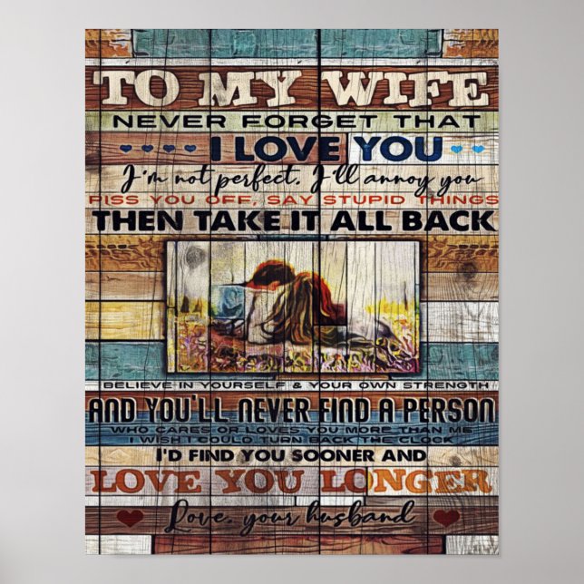 Affiche À Ma Femme, Mère Lettre Cadeau Anniversaire, (Devant)
