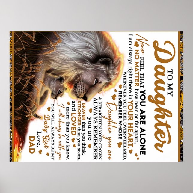 Affiche À Ma Fille, Don D'Anniversaire Fille Fille Fille F (Devant)