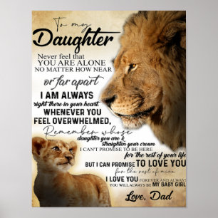 Affiche À Ma Fille Lion Famille Cadeau, Fille Anniversaire