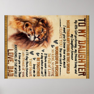 Affiche À Ma Fille Lion Famille Cadeau, Fille Anniversaire