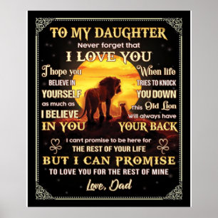 Affiche À Ma Fille Lion Famille Cadeau, Fille Anniversaire