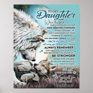 Affiche À Ma Fille Lion Famille Cadeau, Fille Anniversaire