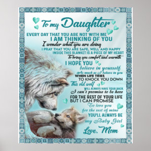 Affiche À Ma Fille Lion Famille Cadeau, Fille Anniversaire
