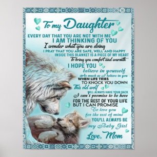 Affiche À Ma Fille Lion Famille Cadeau, Fille Anniversaire