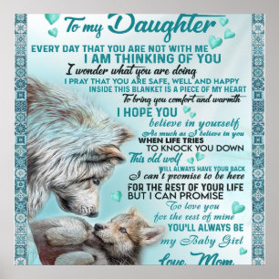 Affiche À Ma Fille Lion Famille Cadeau, Fille Anniversaire