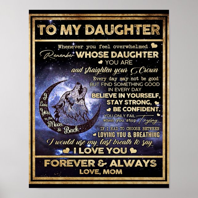 Affiche À Ma Fille Papillons Cadeau, Fille Anniversaire (Devant)