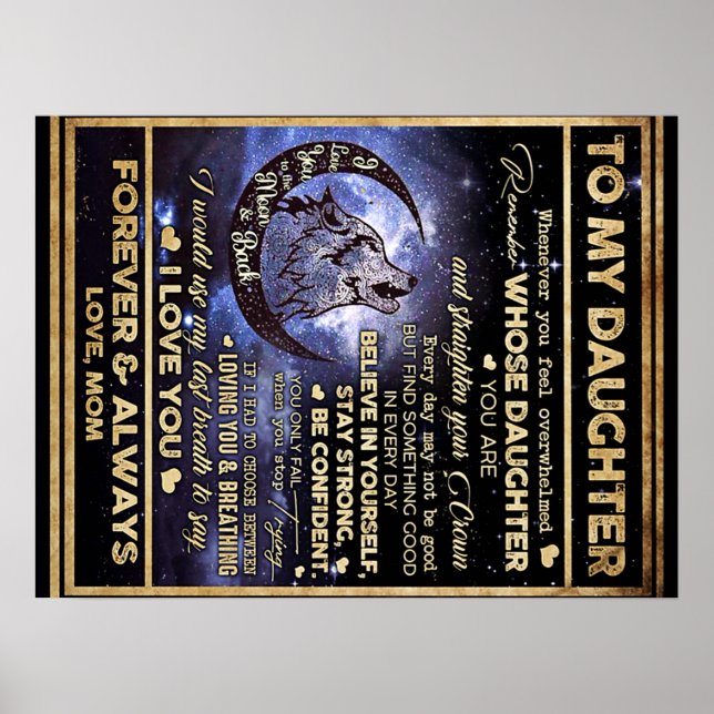 Affiche À Ma Fille Papillons Cadeau, Fille Anniversaire (Devant)