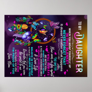 Affiche À Ma Fille Papillons Cadeau, Fille Anniversaire