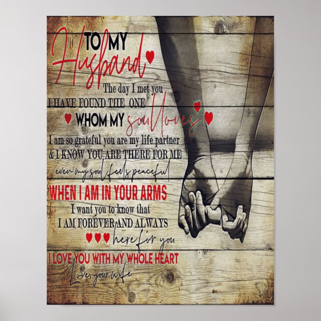 Affiche À Ma Lettre De Mari, Citations D'Amour Cadeau (Devant)