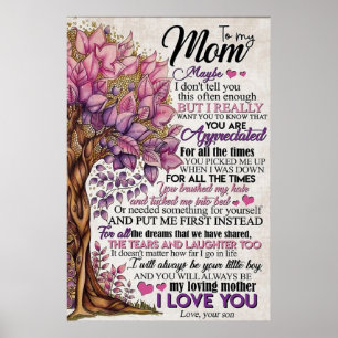 Affiche à ma mère, cadeaux de jour pour les mères
