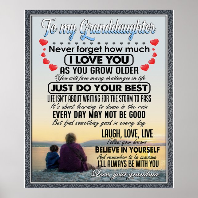 Affiche À Ma Petite-Fille, Petite Fille Idée Cadeau Annive (Devant)