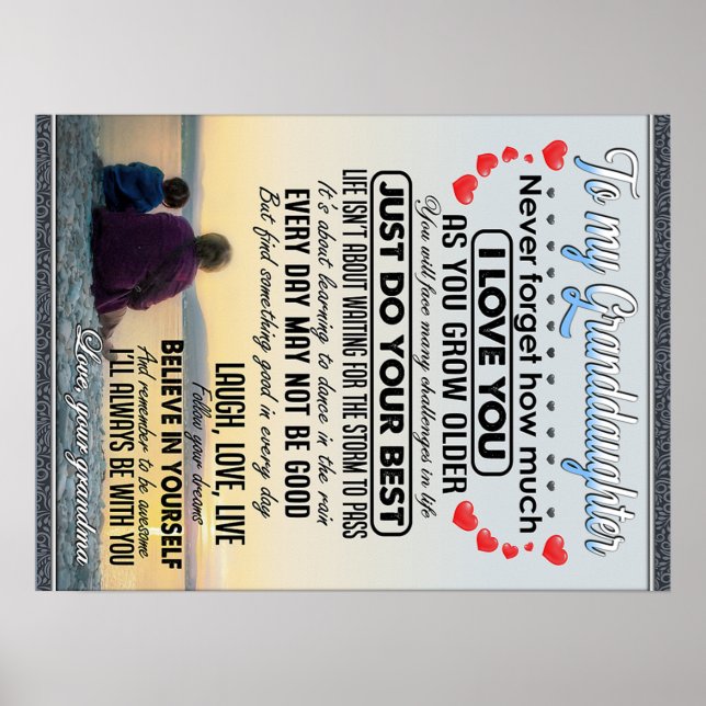 Affiche À Ma Petite-Fille, Petite Fille Idée Cadeau Annive (Devant)