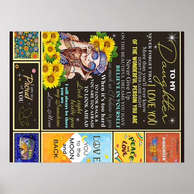 Affiche À ma petite-fille Sunflower Idée cadeau d'annivers (Devant)