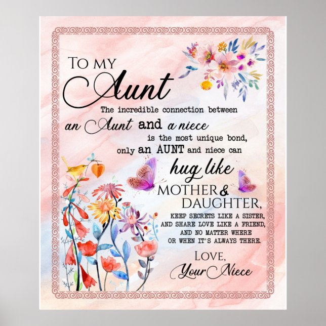 Affiche À Ma Tante De Niece Flower Lover cadeau (Devant)
