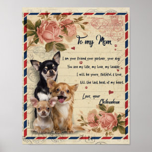 Affiche À ma tante Dog Flower Cadeau, Tante Cadeau Anniver