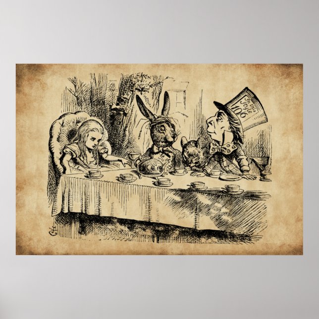 Affiche A Mad Tea-Party (1865) de John Tenniel (Devant)