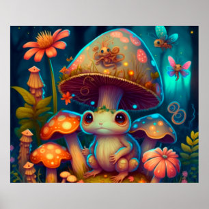 Affiche A magic mushroom frog