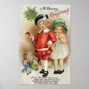 Affiche A Merry Christmas Boy and Girl Card