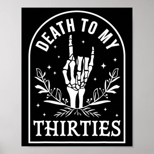 Affiche À mes trente 40e anniversaire Squelette Gothique H (Devant)