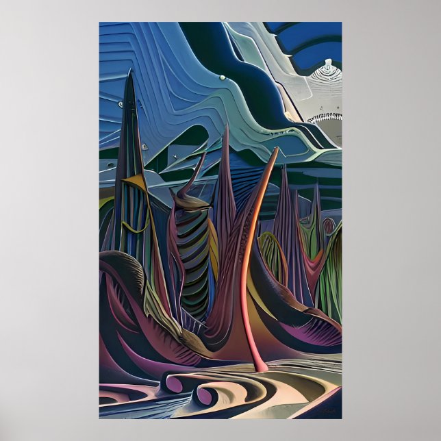 Affiche À mi-chemin vers un futurisme abstrait (Devant)