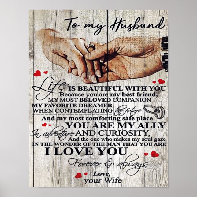 Affiche À mon cadeau de design de mari | Lettre d'amour à  (Devant)